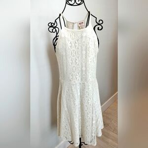 Mossimo Women’s Ivory Crochet Lace Lined Halter Dress size Small